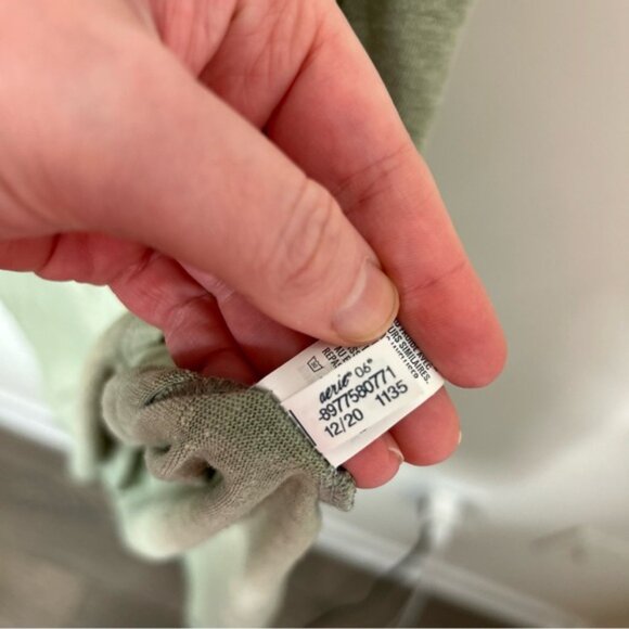 AERIE Midi Tank Dress Linen blend sleeveless Sage Green High Low hem Size S - Picture 15 of 15